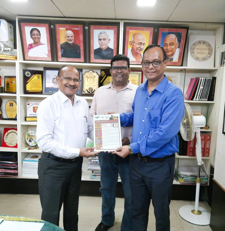 Hon’ble Vice-Chancellor Dr. Z. P. Patel received 1st copy of spectrum (Quarterly News Bulletin of NAU) Vol. 18 Issue 4 Bulletin No. 41 from Dr. O. P. Sharma, Nodal Officer, Publication Cell & Dean, AABMI 