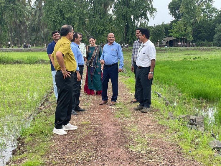 Hon'ble Vice-Chancellor Dr. Z. P. Patel along with Prof. J. R. Naik, DSW; Dr. R. M. Naik, Principal & Dean, NMCA and Dr. H. M. Virdia, Head, Department of Agronomy, NMCA visited Practical Crop Production farm of Department on July 15, 2024.