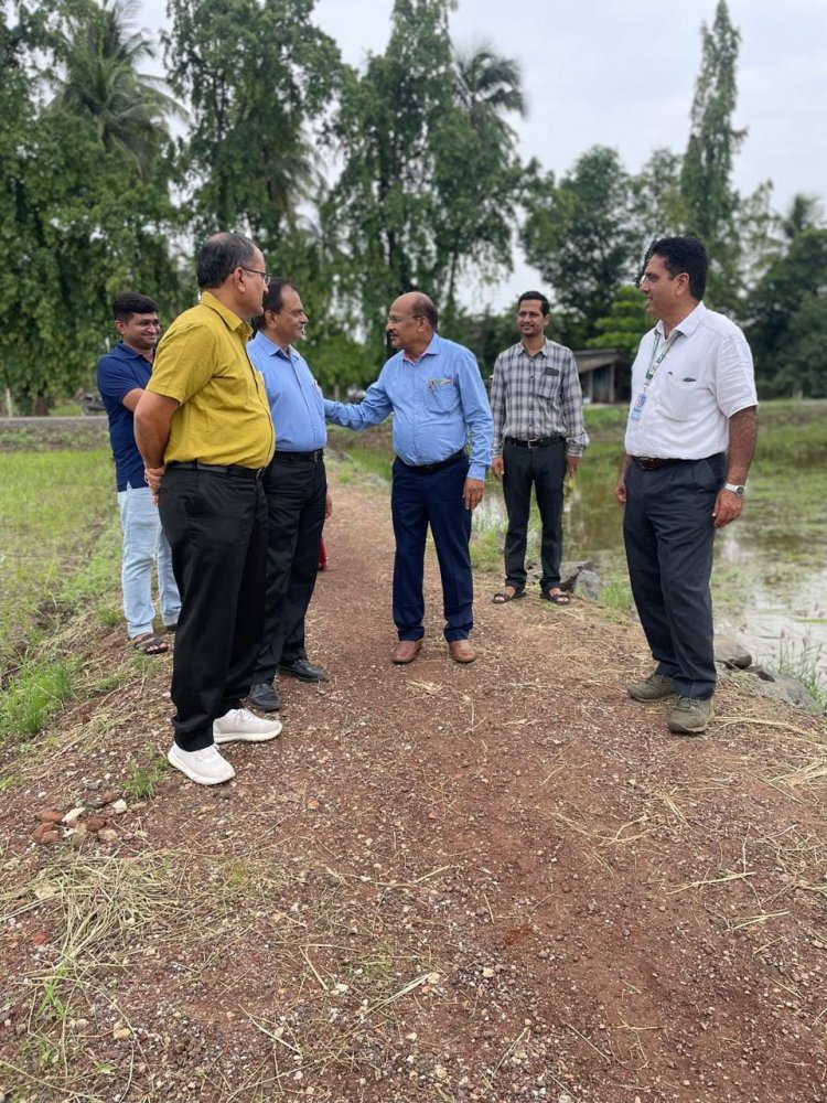 Hon'ble Vice-Chancellor Dr. Z. P. Patel along with Prof. J. R. Naik, DSW; Dr. R. M. Naik, Principal & Dean, NMCA and Dr. H. M. Virdia, Head, Department of Agronomy, NMCA visited Practical Crop Production farm of Department on July 15, 2024.