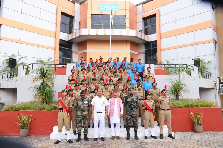 Hon’ble Vice-Chancellor Dr. Z. P. Patel hoists the National Flag at University Bhavan of NAU Navsari to celebrate the 78th Independence Day.