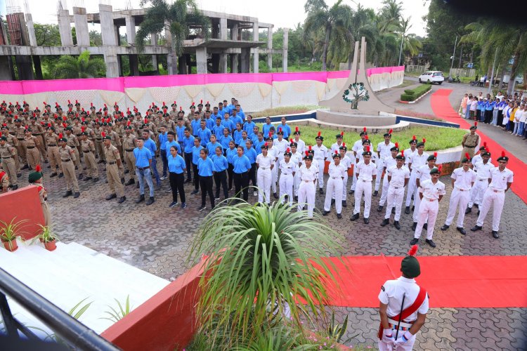 Hon’ble Vice-Chancellor Dr. Z. P. Patel hoists the National Flag at University Bhavan of NAU Navsari to celebrate the 78th Independence Day.