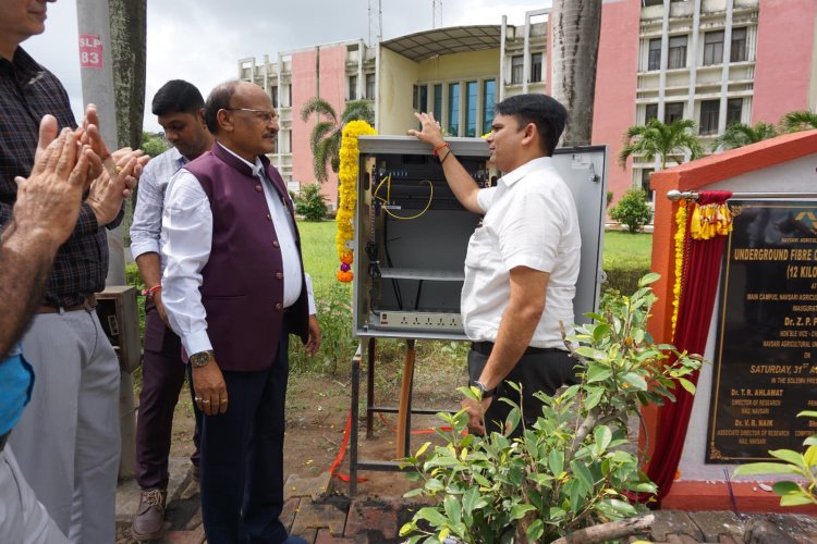 Hon'ble Vice-Chancellor Dr. Z. P. Patel, inaugurated the “UNDERGROUND FIBRE OPTIC CABLE NETWORK (12 km)” at Main Campus of NAU Navsari on August 31, 2024.