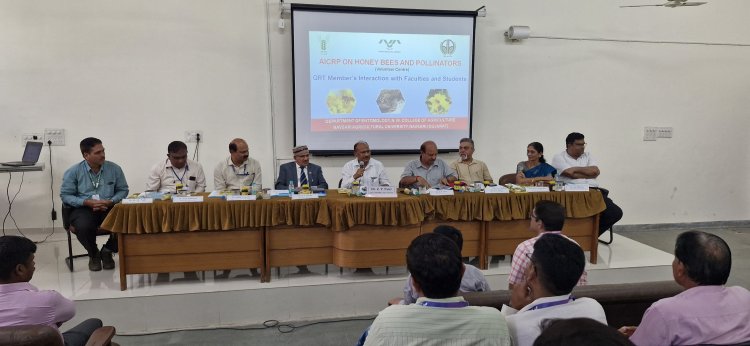 A Quinquennial Review Team (QRT) of All India Coordinated Research Project on Honey Bees & Pollinators, ICAR, New Delhi visited at NAU, Navsari recently.