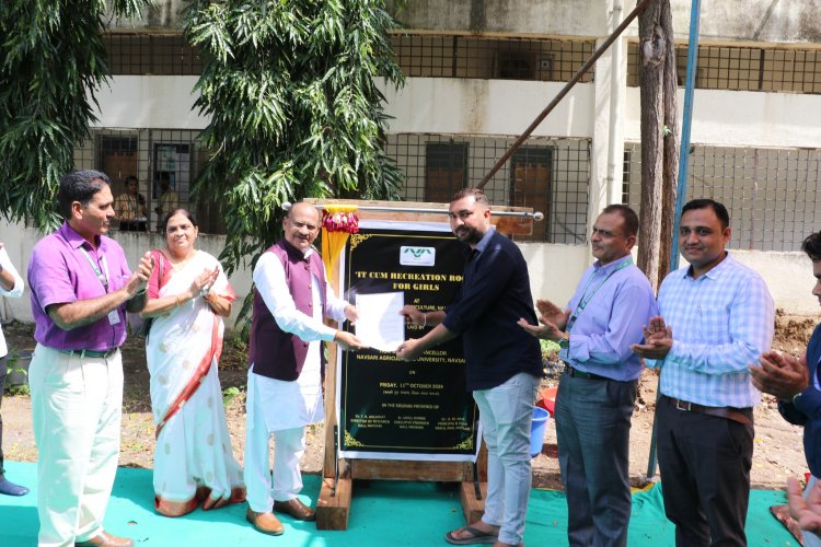 Hon'ble Vice-Chancellor Dr. Z. P. Patel laid the foundation stone of ‘IT-cum-Recreation Room for Girls’ at N. M. College of Agriculture, Navsari 