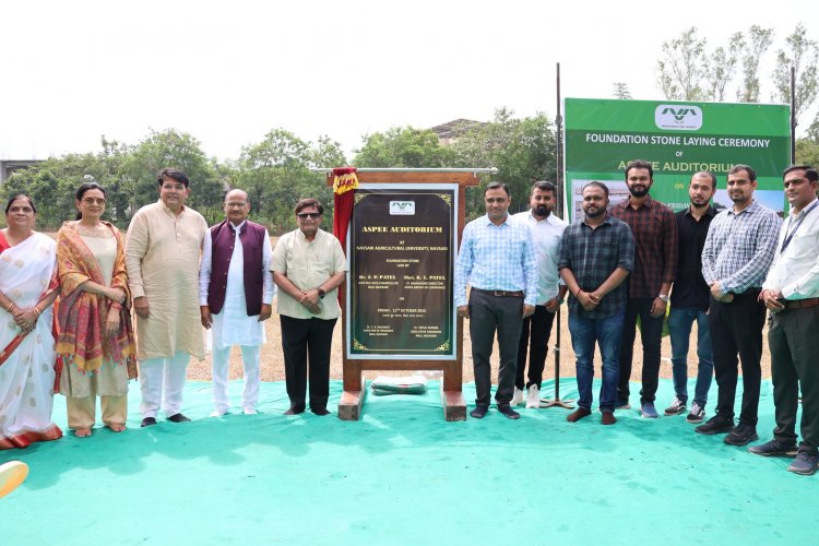 Hon’ble Vice-Chancellor Dr. Z. P. Patel laid the foundation stone for the ‘ASPEE Auditorium’ at NAU Navsari