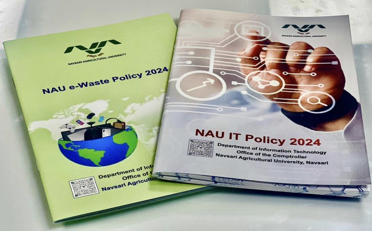 Department of Information Technology, NAU, Navsari had prepared and published the NAU E-waste Policy 2024 and NAU IT Policy 2024 under the guidance of Hon'ble Vice-Chancellor Dr. Z. P. Patel. 