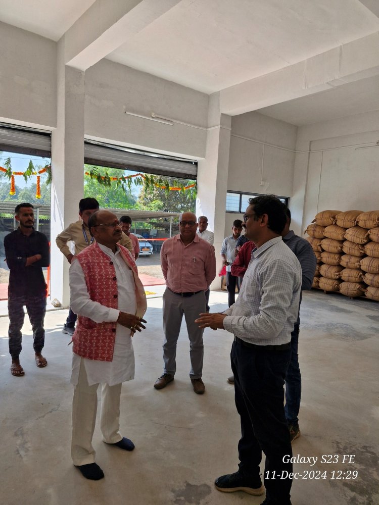 Hon'ble Vice-Chancellor Dr. Z. P. Patel inaugurated the NFSM Seed Storage Godown-2 at Rambhas Farm of Hill Millet Research Station, Waghai