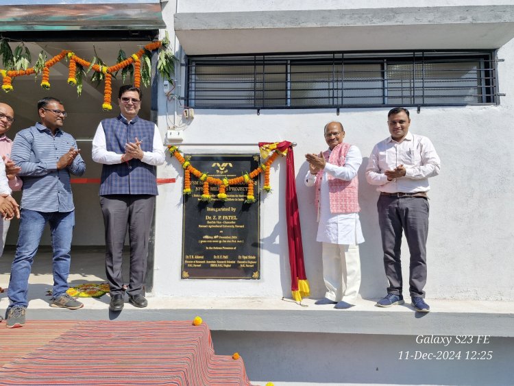 Hon'ble Vice-Chancellor Dr. Z. P. Patel inaugurated the NFSM Seed Storage Godown-2 at Rambhas Farm of Hill Millet Research Station, Waghai