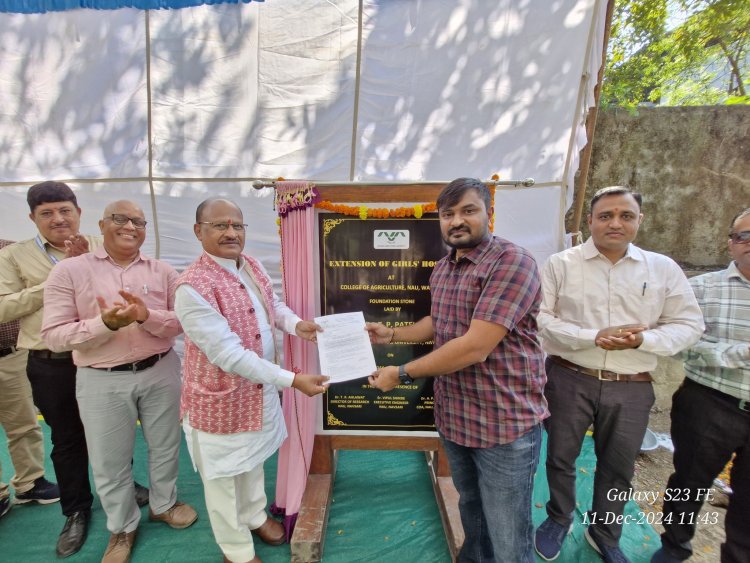 Hon'ble Vice-Chancellor Dr. Z. P. Patel laid the foundation stone of ‘Extension of Girls’ hostel’ at College of Agriculture, Waghai 