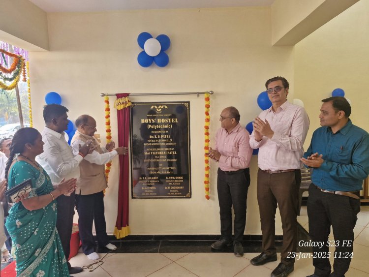 Hon’ble Vice-Chancellor Dr. Z. P. Patel inaugurated the newly constructed Boys' hostel for Polytechnic students at College of Agriculture, Waghai on January 23, 2025 