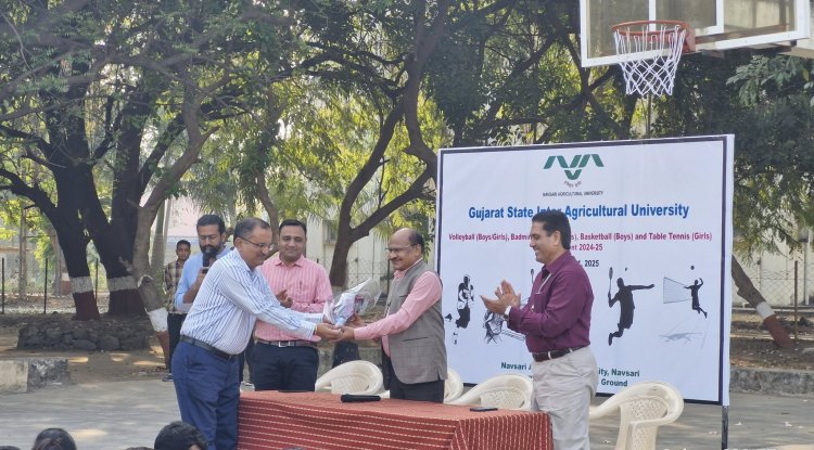 Hon'ble Vice-Chancellor Dr. Z. P. Patel officially inaugurated the Gujarat State Inter Agricultural University Volleyball (Boys/Girls), Badminton (Boys/Girls), Basketball (Boys) and Table Tennis (Girls) Tournament 2024-25 on February 01, 2025. 