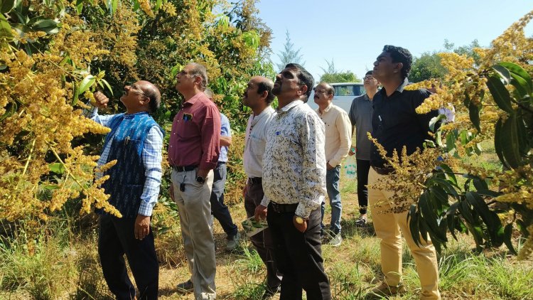 Hon’ble Vice-Chancellor, Dr. Z. P. Patel visited Agriculture Experimental Station, Paria on January 31, 2025. 