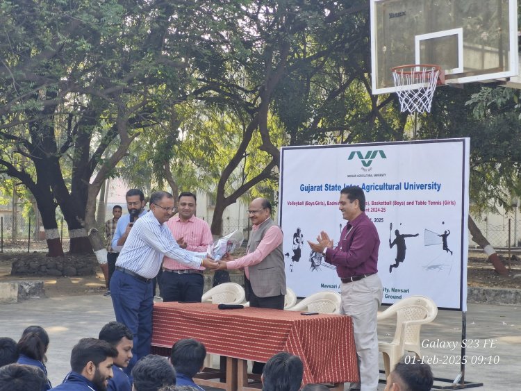 Hon'ble Vice-Chancellor Dr. Z. P. Patel officially inaugurated the Gujarat State Inter Agricultural University Volleyball (Boys/Girls), Badminton (Boys/Girls), Basketball (Boys) and Table Tennis (Girls) Tournament 2024-25 on February 01, 2025. 