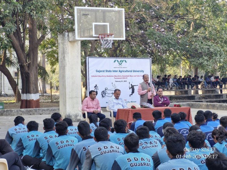 Hon'ble Vice-Chancellor Dr. Z. P. Patel officially inaugurated the Gujarat State Inter Agricultural University Volleyball (Boys/Girls), Badminton (Boys/Girls), Basketball (Boys) and Table Tennis (Girls) Tournament 2024-25 on February 01, 2025. 