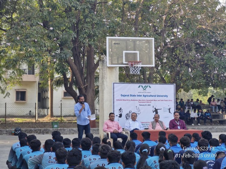 Hon'ble Vice-Chancellor Dr. Z. P. Patel officially inaugurated the Gujarat State Inter Agricultural University Volleyball (Boys/Girls), Badminton (Boys/Girls), Basketball (Boys) and Table Tennis (Girls) Tournament 2024-25 on February 01, 2025. 