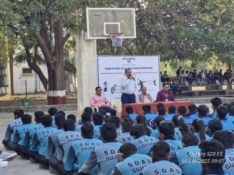 Hon'ble Vice-Chancellor Dr. Z. P. Patel officially inaugurated the Gujarat State Inter Agricultural University Volleyball (Boys/Girls), Badminton (Boys/Girls), Basketball (Boys) and Table Tennis (Girls) Tournament 2024-25 on February 01, 2025. 