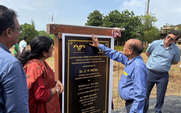 Hon’ble Vice-Chancellor, Dr. Z. P. Patel inaugurated the Horticultural Germplasm Conservation Park at RHRS, ASPEE College of Horticulture, Navsari on 21-07-2025 