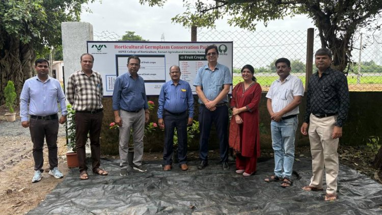 Hon’ble Vice-Chancellor, Dr. Z. P. Patel inaugurated the Horticultural Germplasm Conservation Park at RHRS, ASPEE College of Horticulture, Navsari on 21-07-2025 