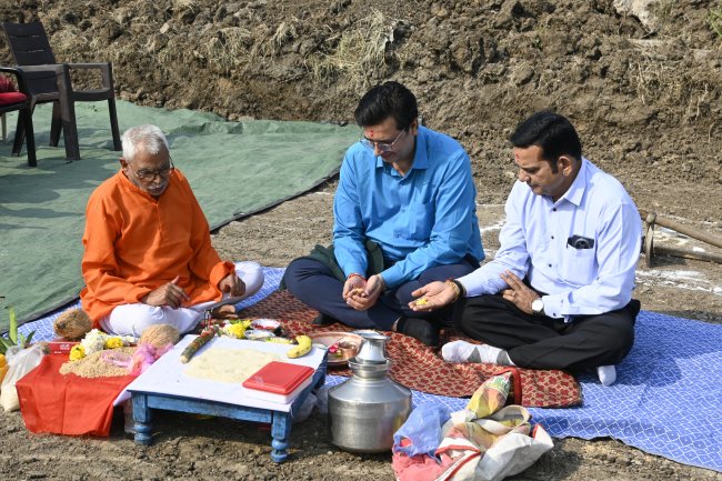 Bhoomi Poojan for the new office building at the newly established Agriculture Research Centre, Vedchha