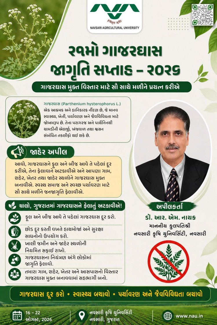 21st Parthenium Awareness Week 16–22 August 2026 NAVSARI AGRICULTURAL UNIVERSITY, NAVSARI