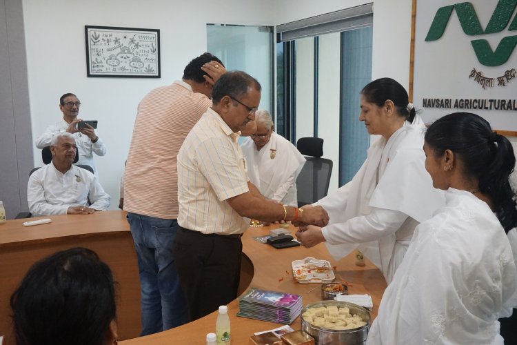 The Raksha Bandhan programme was celebrated today at Kulpati Bhavan, Navsari Agricultural University, in an atmosphere of peace, spirituality and goodwill.