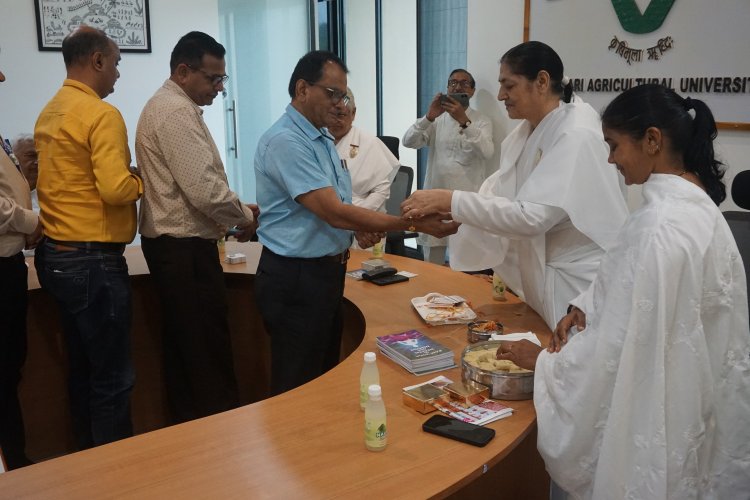 The Raksha Bandhan programme was celebrated today at Kulpati Bhavan, Navsari Agricultural University, in an atmosphere of peace, spirituality and goodwill.