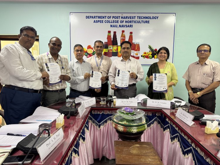 Hon’ble Vice-Chancellor Dr. R. M. Naik presided over the Board of Studies Meeting of the Faculty of Horticulture, Navsari Agricultural University held on 11 September 2026 at the Conference Hall of the Department of Postharvest Technology, ASPEE College of Horticulture.