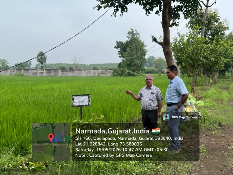 Hon’ble Vice-Chancellor, NAU, Navsari, Dr. R.M.Naik visited the strengthened Natural Farming facilities at Krishi Vigyan Kendra (KVK), Dediapada, Narmada on 19.09.2026.