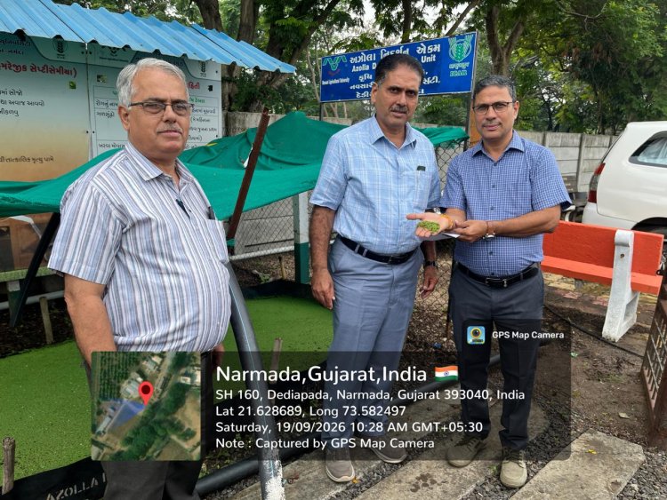 Hon’ble Vice-Chancellor, NAU, Navsari, Dr. R.M.Naik visited the strengthened Natural Farming facilities at Krishi Vigyan Kendra (KVK), Dediapada, Narmada on 19.09.2026.