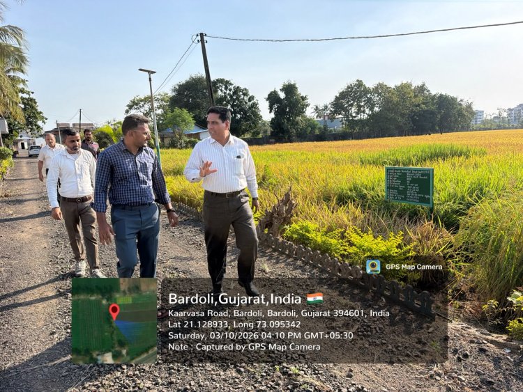 Hon’ble Vice-Chancellor Dr. R. M. Naik Makes Surprise Visit to Wheat Research Station, NAU, Bardoli